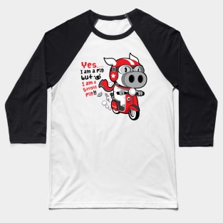 A strong pig ride a scooter 2 Baseball T-Shirt